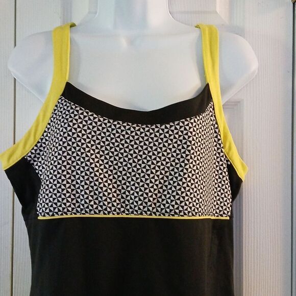 Bolle high performance black yellow white athletic tennis tank top Sz L - Picture 3 of 5